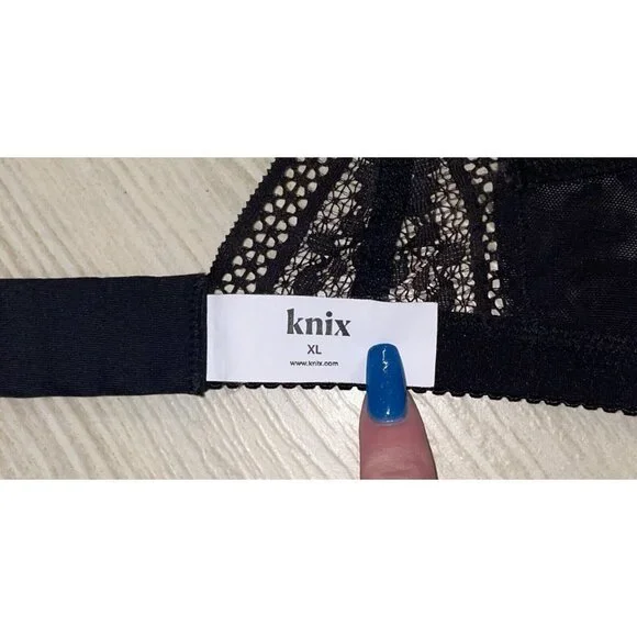 Knix Lace Deep V Bralette Bra Wire Free Womens XL XLarge Black - Picture 6 of 6
